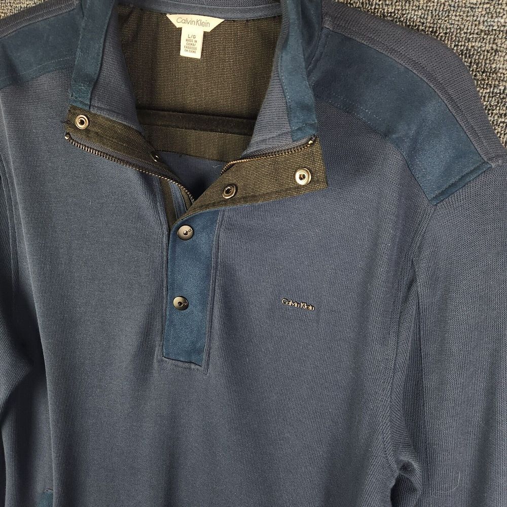 Calvin Klein Mens 1/4 Zip Neck Navy Casual Sweater‎ - Picture 2 of 6